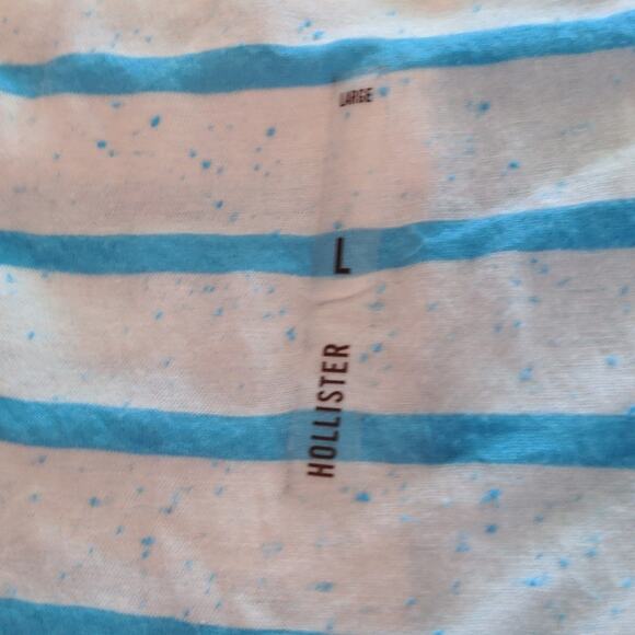 HOLLISTER White Teal Burnout Striped Tee Large NEW - Picture 8 of 9